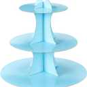 YLDW Cupcake Stand 2Pcs, 3-Tier Cupcake Stand Display, Cardboard Cup Cake Tower Stand, Disposable Dessert Stand for Birthday Tea Party Baby Shower Treat Decorations, Baby Blue