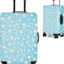 All Over Daisy Print Luggage Cover  Blue Suitcase Protector with White Floral Pattern, Washable Stretch Travel Case for 28-30 Inch Luggage,L
