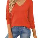 QUALFORT Women's Sweater 100% Cotton Soft Knit Pullover Tops (Large)
