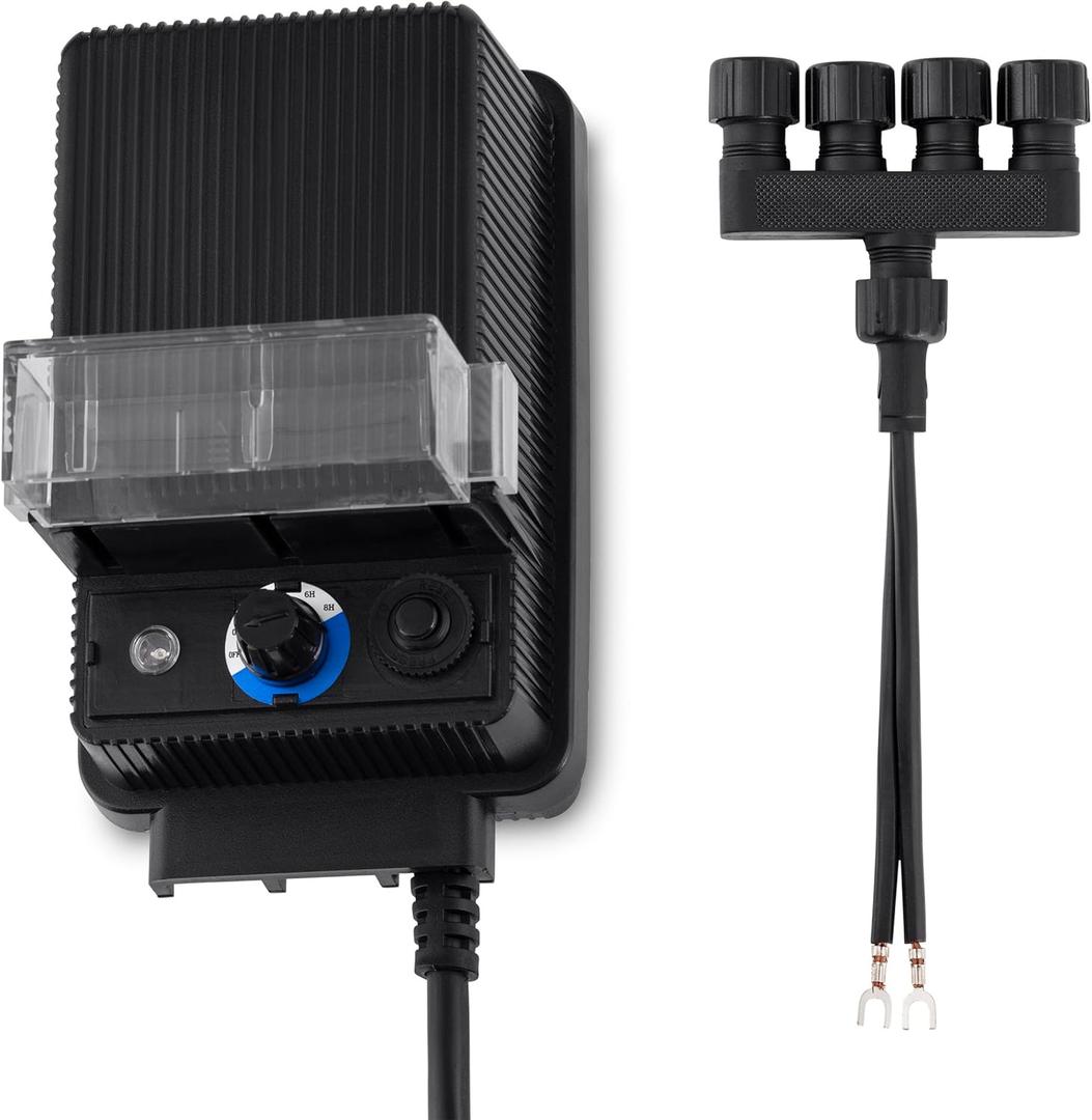 Alpine Corporation Outdoor 60 Watt Transformer with Photo Cell and Timer for Ponds and Fountains