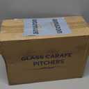 Wookgreat Glass Carafe Pitchers with Lids, Set of 6 1 Liter Embossed Designed Beverage Pitcher Carafe Set for Mimosa Bar, Juice Container for Brunch, Cold Water, Juice -With 6 Wooden Chalkboard Tags