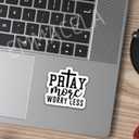 (3PCS) Pray More Worry Less Stickers, Christian Faith Waterproof Vinyl Decals for Laptops, Tumblers, Water Bottles  Inspirational Religious Stickers for Prayer & Encouragement, 3" x 2.9"