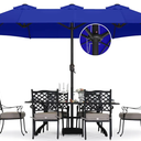 ABCCANOPY 15FT Patio Umbrella with Base, Outdoor Double-Sided Rectangle Umbrella Bonus Latch, Wights for Poolside, Lawn, Backyard (Blue)