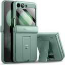 SURITCH for Samsung Galaxy Z Flip 5 Case with Built-in Screen Protector & Kickstand & Hinge Protection, Full-Body Shockproof Protective Cover for Z Flip 5 (2023) -(Matcha Green)