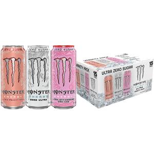 Monster Energy Ultra Variety Pack, PKZSD, Sugar Free Energy Drink, 16 Ounce | Pack of 15 Best By 12/09/2024