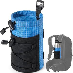 Water Bottle Holder Pouch with Hook Buckle, Backpack Water Bottle Holder Mesh Bag Carrier Fits for 8-24oz Bottles for Hiking, Running, Travel, Outdoor Backpack Accessories & Attachments