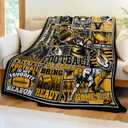Football Gifts for Men Women, Football Throw Blanket 60" x 50" Sports Fans Merch Gear, Team Color Blanket for Couch Bed (Black Gold Football)