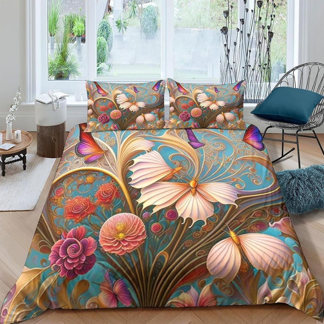 Printed Duvet Cover Set 3D Print Bedding Set with Pillow Case Bedding Set (1 Duvet Cover + 2 Pillowcases) Queen228x228cm (Style-37)