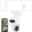 Olafus 2K Dual Lens Security Camera Outdoor, 360 Auto Tracking, 5500LM Floodlight, Color Night Vision, Motion Detection, 2-Way Audio, Alexa/Google Home, 2.4G WiFi Flood Light Camera Outdoor Wired