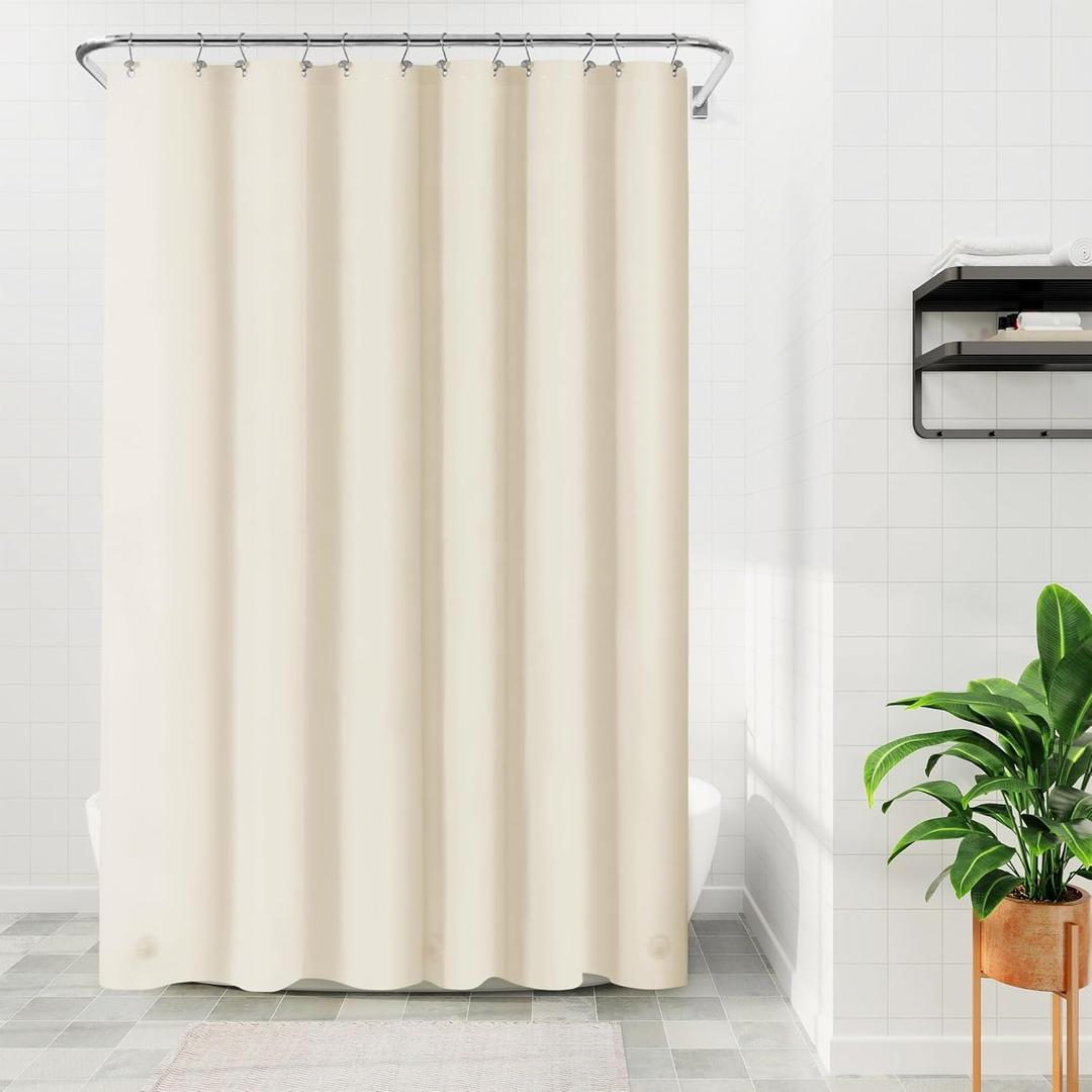 Barossa Design Beige Long Shower Curtain Liner 78" Height - 3 Magnets & Waterproof Lightweight PEVA Shower Liner for Bath Tub, PVC Free, Metal Grommets, Beige, 72x78
