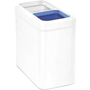 simplehuman 20 Liter / 5.3 Gallon Dual Compartment Slim Open Top Recycling Trash Can, Commercial Grade Heavy Gauge White Stainless Steel