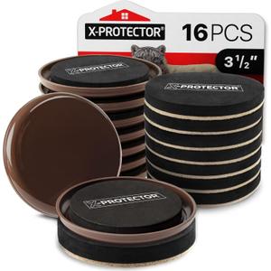 Furniture Sliders X-PROTECTOR 16 PCS  Furniture Sliders Hardwood Floors & Felt Furniture Movers  Moving Pads All Floor Types! Heavy Duty Reusable Sliders for Moving Furniture Easily & Safely! (16 PCS 3 1/2 inch (Set For Any Surface))