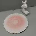 Easter Bunny Ceramic Cake Stand  Hand-Painted Pink Flower Dessert Plate, Holiday Ceramic Cake Holder for Easter Party, Spring Table Decoration