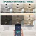 Ceiling Fan with Lights and Remote, 20'' Modern Flush Mount LED Fan Light, 3000-6000K Dimmable Low Profile Fandelier Ceiling Fans for Bedroom, Kitchen, Living Room, Black