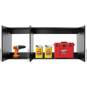 Prepac Elite 54" Wall Cabinet, Black Storage Cabinet, Bathroom Cabinet, Pantry Cabinet with 2 Adjustable Shelves 12" D x 54" W x 24" H