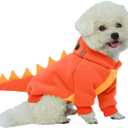 Lelepet Dinosaur Costume - Dog Halloween Costume, Warm Fleece Hoodie for Small to Large Dogs, Thick Sweatshirt, French Bulldog, Beagle, Lab, Dachshund, Greyhound, Pitbull, Orange XS-2XL (Medium)