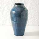 Blue Ceramic Vase for Home Decor - 11.6 Inch, Pampas Grass Vase with Modern Art Texture for Living Room, Dining Table, Farmhouse, Office Decor