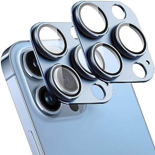 SHANG PIN JIA 2 Pack Camera Lens Protector for iPhone 13 Pro/13 Pro Max,[Not Easy to Breakn ] AR Tempered Glass Strong Adsorption Metal Camera Cover Screen-Black