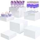 Buffet Risers, Food Display Risers for Party, White Acrylic Risers Display Stand for Buffet Table, Catering Displays for Dessert, Cube Box Nesting Riser with Hollow Bottoms (6"x7"x8" 6PCS)