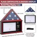 Large Military Shadow Box Solid Wood Burial Flag Display Case for American Veteran Flag Display Fit a Folded 5'x9.5' Flag Military Flag Display Case with Certificate Holder, Mahogany Finish