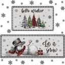 2 Pieces Hello Winter Snowman Kitchen Rugs Set Snowflake Kitchen Mat Let It Snow Rug for Christmas Winter Home Holiday Decor 17x29 and 17x47 Inch(Red)