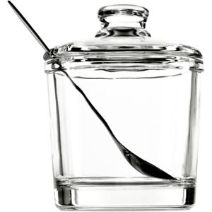 Glass Sugar Bowl with Lid and Spoon | Airtight Glass Sugar Container | Multi-Purpose for Sugar/Salt/Spices, Essential Kitchen Dining Table Storage Dish with Spoon