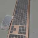 seenda Rechargeable Wireless Keyboard Mouse Combo Full Size Cordless Keyboard & Mouse Sets with Build-in Lithium Battery Ultra Thin Quiet Keyboard Mice (Rose Gold & Black)