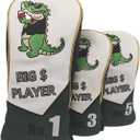 Golf Head Covers Humorous Crocodile Cartoon Embroidery Luxurious Waterproof and wear-Resistant Silicone Leather Durable Driver & Wood Club Covers