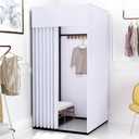 Clothing Store Fitting Room with Shading Curtain, Portable Temporary Mobile Privacy Protection Dressing Room, Foldable Mall Simple Changing Room for Office Outdoor Activity, 200x100x95cm(White), 39x39x78in