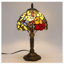 Tiffany Small Table Lamp 3 Color Temperatures Rose and Beads Stained Glass Bedside Nightstand Table Lamps for Bedroom,Living Room,Home Office Reading Desk Lamp+LED Bulb 8X8X15 Inch