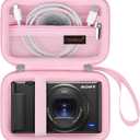 Canboc Carrying Case for Sony ZV-1/ ZV-1F/ ZV-1 II Digital Camera for Content Creators, Sony ZV1 Vlogging Camera Bag, Zipper Mesh Pocket fits USB Cable, Batteries, Pink