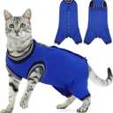 T'CHAQUE Cat Surgery Recovery Suit for Female Male, Cat Onesie Pet Surgical Pajamas Hind Legs Long Sleeve, Abdominal Wound Skin Diseases, E-Collar Alternative, Spay/Neuter Recovery Suit, RoyalBlue-XL