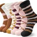 YSense 6 Pairs Womens Fuzzy Fluffy Socks Cozy Soft Warm Winter Fleece Sleep Comfy Crew Slipper Socks