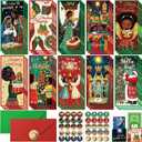 30 Sets Christmas Money Envelopes for Cash African American Money Holder Religious Envelopes Black Santa Christmas Christian Gifts with Stickers for Xmas Nativity Winter Holiday Church Favor