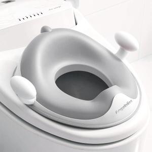 ANGELBLISS Baby Potty Training Toilet Seat with Soft Cushion Handles, Haute Collection, Double Anti-Slip Design and Splash Guard for Boys and Girls (Grey) (Gray)