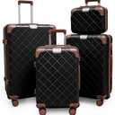 Lightweight hardside luggage sets Suitcases with Spinner Wheels YKK Zipper TSA Lock, ABS+PC hardshell 4 Piece Luggage Set for Weekend Getaways & Travel Business (14/20/24/28 Black)
