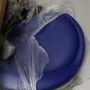 KKTONER PU Leather Round Rolling Stool with Back Rest Height Adjustable Swivel Drafting Work SPA Task Chair with Wheels (Blue)