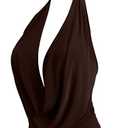 J. LOVNY Womens Womens Lightweight Low Cut Halter Top, Brown, Size M