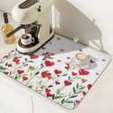 Valentines Day Dish Drying Mat for Kitchen Counter 18x16 Inch Green Red Heart Drying Mat with Absorbent Reversible Microfiber Holiday Love Dish Drainer Mats Rack Pad for Coffee Countertop Protector