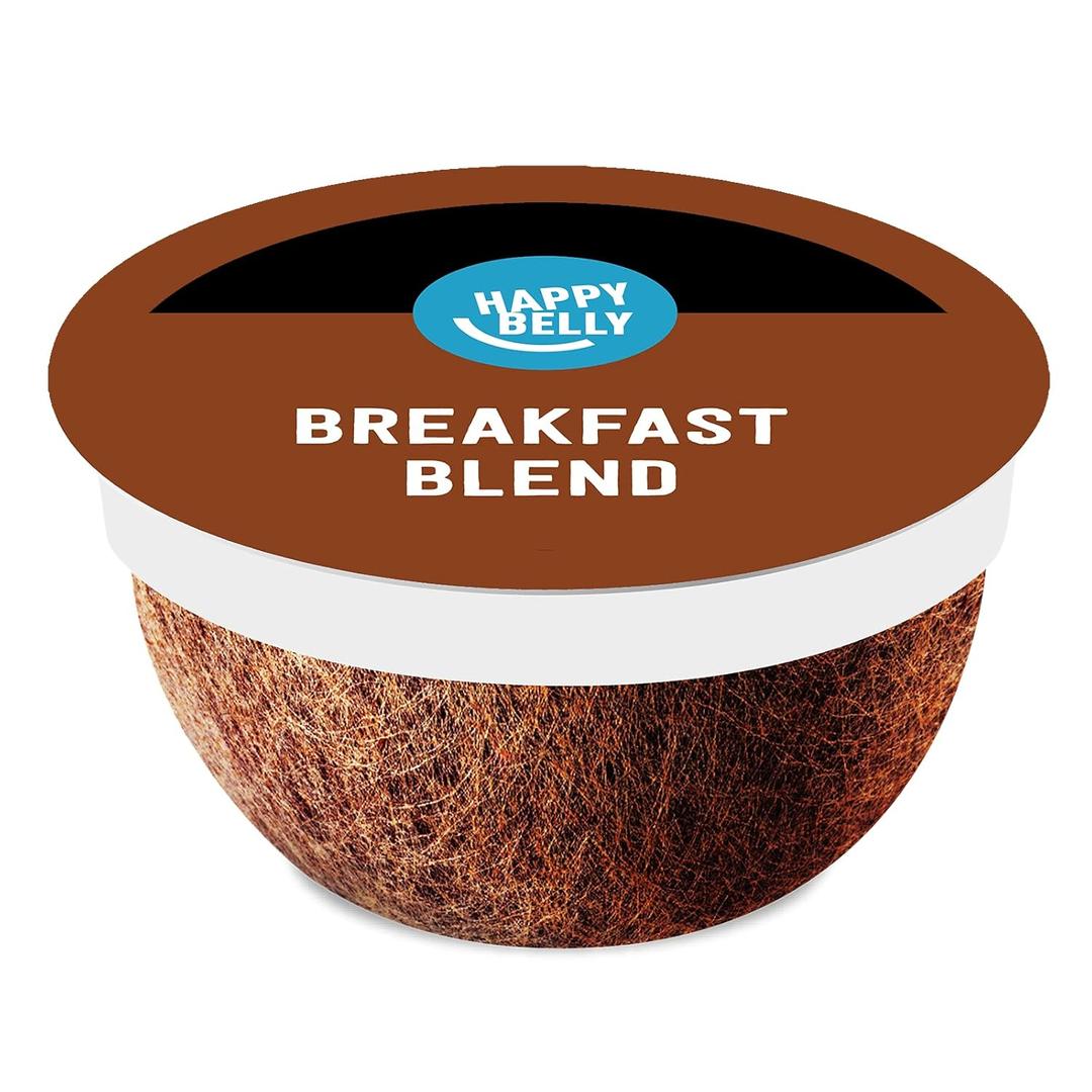 Amazon Brand - Happy Belly Breakfast Blend Compostable Coffee Pods, Light Roast, Compatible with K-Cup Brewer, 96 Count (EXP 12/23/26)