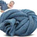 Newborn Photography Props Swaddle Newborn Wraps for Baby Boys Girls Infant Baby Photo Props Shoot Stretch Blanket (Navy-Blue)