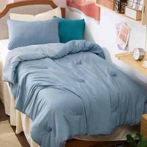 Bedsure Twin Size Comforter Set, Reversible Blue Soft Prewashed Bedding for All Seasons, 2 Pieces Warm Down Alternative Bed Set, 1 Lightweight Comforter (68"x88") and 1 Pillowcase (Twin/Twin XL, 01 - Mineral Blue/Sky)