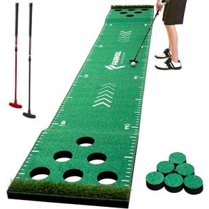 Golf Pong Putting Game Indoor Outdoor Golf Game Set with 2 Putters Golf Putting Green for Golfers Pratice at Home Office Backyard (golf mat - 2 adjustable putter)