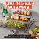 Chef Pomodoro 3 Tiered Serving Trays & Platters with Non-Slip Base for Food Display, Cupcake Stand, Elevated Charcuterie Board Cake Stand, Wooden Tiered Dessert Serving Stand for Parties and Events