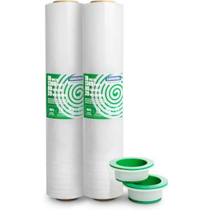 2 Roll Stretch Wrap for Moving with Wrap Holders - 18in Wide, 1300ft Plastic Stretch Wrap Roll for Packing, Wrapping Furniture, Pallet, Luggage, Boxes - Clear Shrink Film - Moving Supplies
