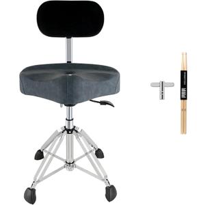ROWELL Drum Throne with Backrest Hydraulic Drum Stool Height Adjustable Airlift Drum Thrones 4 Leg Heavy Duty Drum Seat 4.3 in Thick Padded Drum Chair Drum Stools for Drummers,Guitar Players (Blue) (Motorcycle)