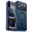 for iPhone 17 Pro Case,Screen Protector*2,Anti-Yellowing,Compatible with MagSafe,[Military Grade Drop Tested] Heavy Duty Magnetic Phone Case for iPhone 17 Pro 6.3",Clear