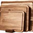 Wood Cutting Board Set of 3 for Kitchen, Acacia Wooden Cutting Boards, Thick Chopping Board with Deep uice Groove Butcher Block, Wooden Trays for Meat, Fruit and Cheese