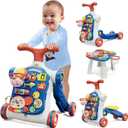 HYES 5 in 1 Baby Push Walker for Baby Boy, Activity Center Learning to Walk, Sit to Stand, Early Learning Push Toys for Infant 12 Months, Walking Toys Gift for Toddler Boys, Blue, 13 Inches X 16 Inches X 7 Inches