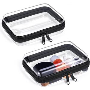 1 Pack Zippered Hard Pouch, Clear Plastic Storage Box Containers Small Toiletry Bag, Clear Hard Shell Zipper Case for Small Items, Cosmetics, Toys, Building Blocks, Puzzles, Stationery Accessories